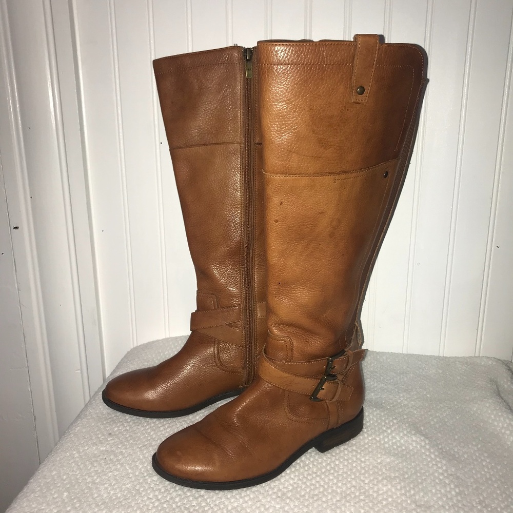 Marc Fisher Audrey Tall Leather Boots Chestnut Brown 6.5M